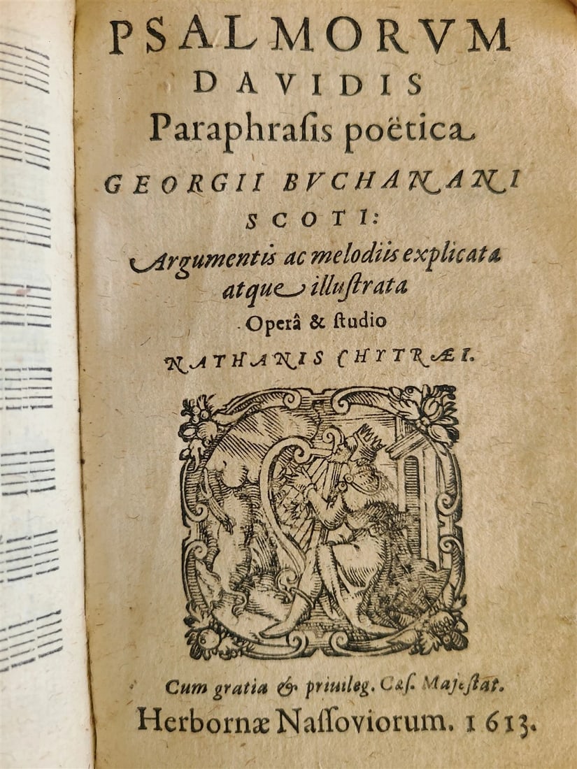 1613 IN GEORGII BUCHANANI PARAPHRASIN PSALMORUM antique VELLUM BOUND - 5