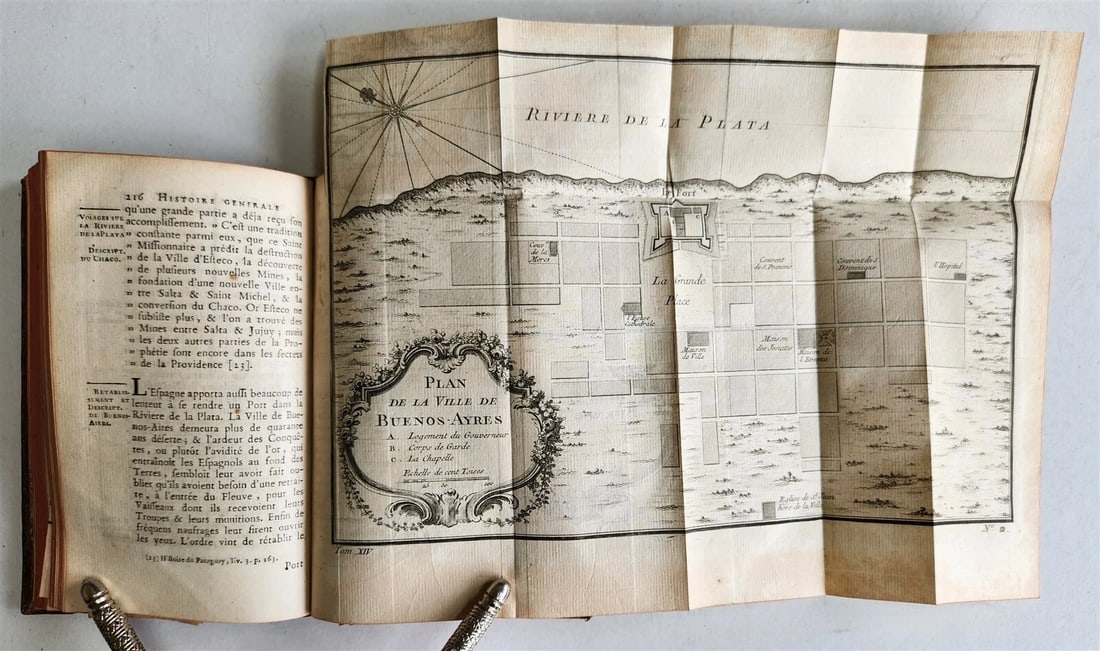1758 HISTOIRE des VOYAGES VOL. 53 antique illustrated AMAZON RIVER - ARGENTINA - 4