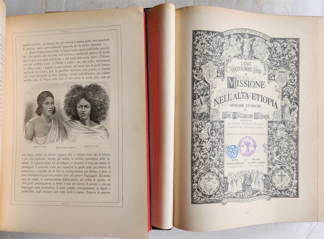 1885 TRAVELS in ETHIOPIA AFRICA in ITALIAN 6 FOLIO VOLUMES antique ILLUSTRATED - 9