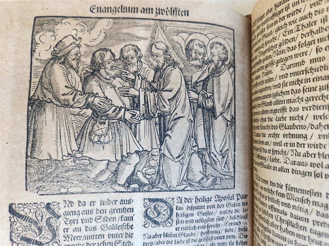 1583 ILLUSTRATED POSTILLA antique 80 WOODCUTS CRANACH SCHOOL ARTIST - 10