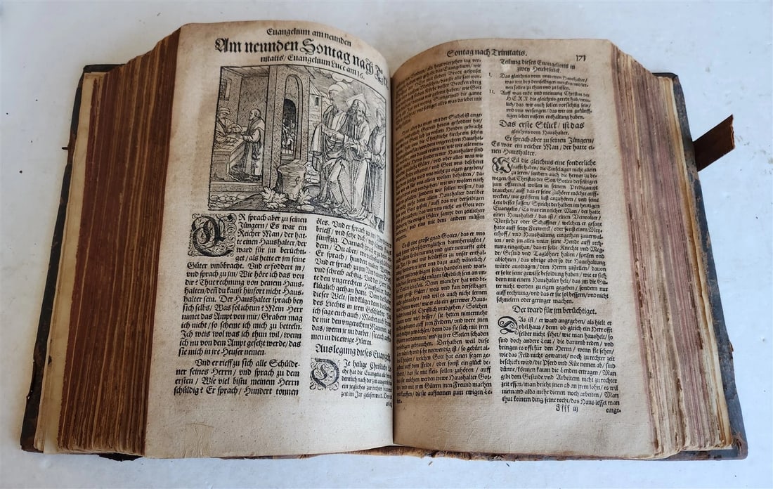 1583 ILLUSTRATED POSTILLA antique 80 WOODCUTS CRANACH SCHOOL ARTIST - 11