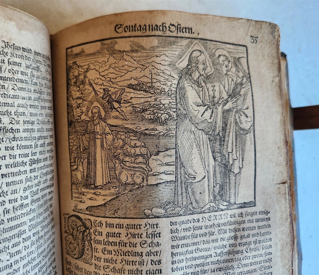 1583 ILLUSTRATED POSTILLA antique 80 WOODCUTS CRANACH SCHOOL ARTIST - 15