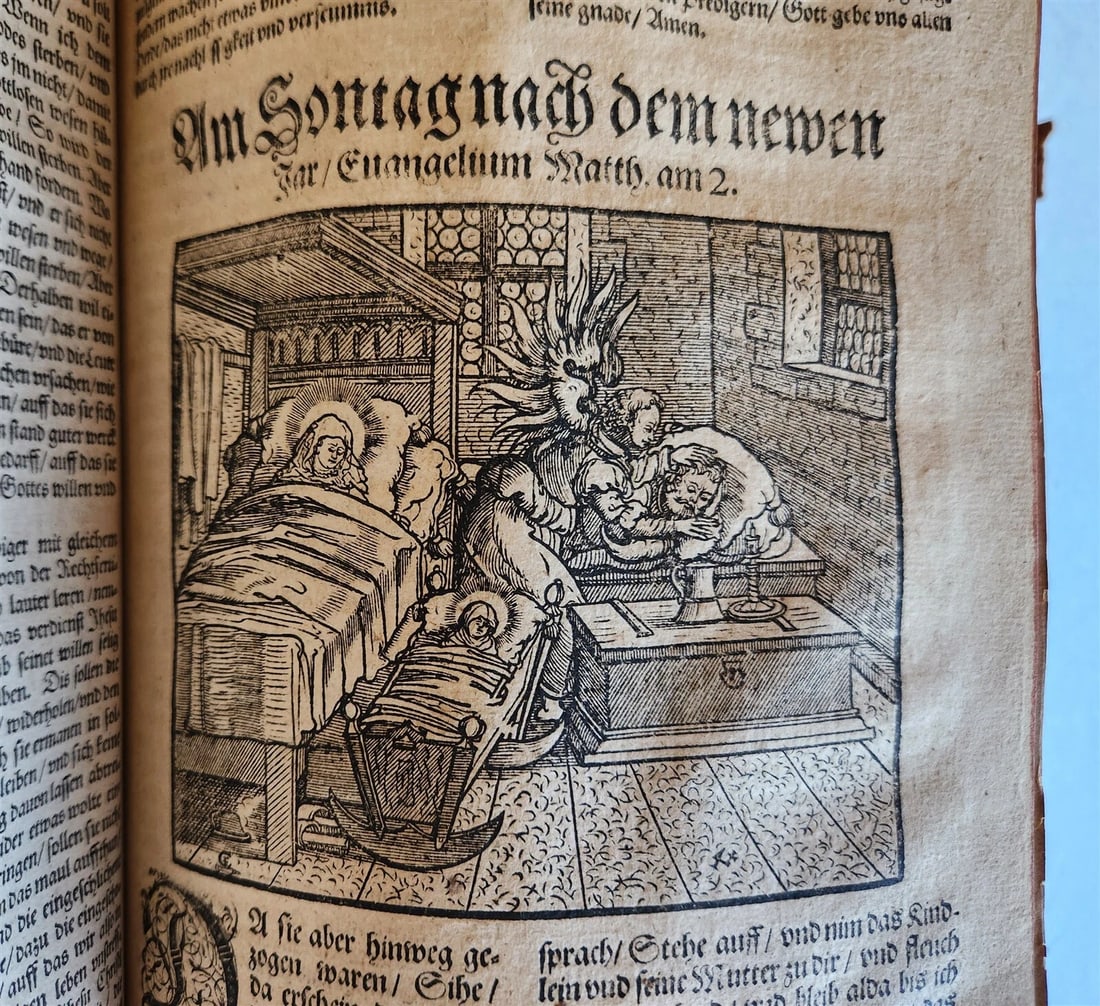 1583 ILLUSTRATED POSTILLA antique 80 WOODCUTS CRANACH SCHOOL ARTIST - 20