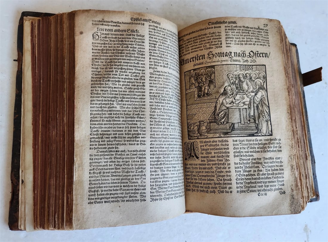 1583 ILLUSTRATED POSTILLA antique 80 WOODCUTS CRANACH SCHOOL ARTIST - 6