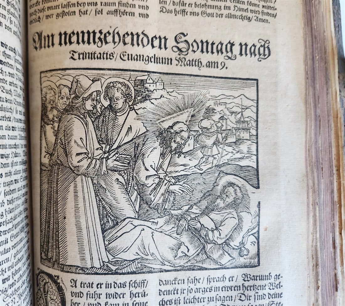 1583 ILLUSTRATED POSTILLA antique 80 WOODCUTS CRANACH SCHOOL ARTIST - 7