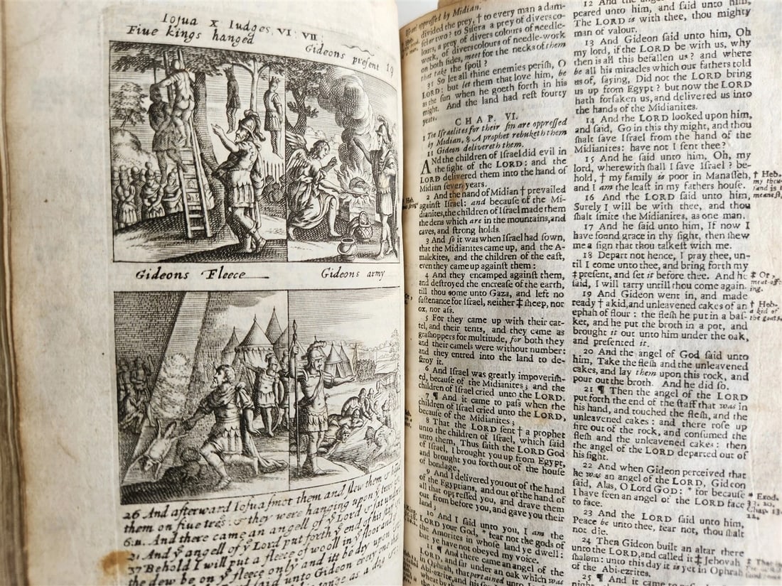 1695 BIBLE in ENGLISH OLD TESTAMENT antique ILLUSTRATED w/ NUMEROUS PLATES - 6