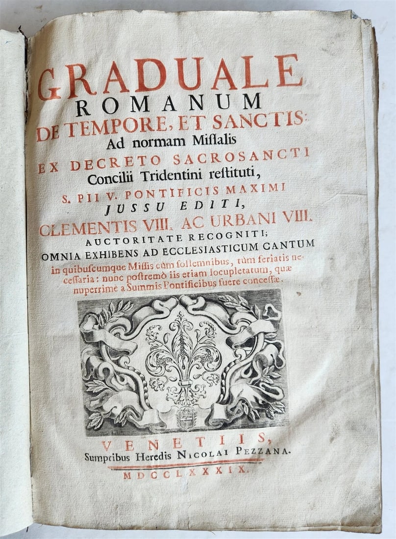 1789 GRADUALE ROMANUM antique ANTIPHONAL LARGE FOLIO 13 x 19" - 2