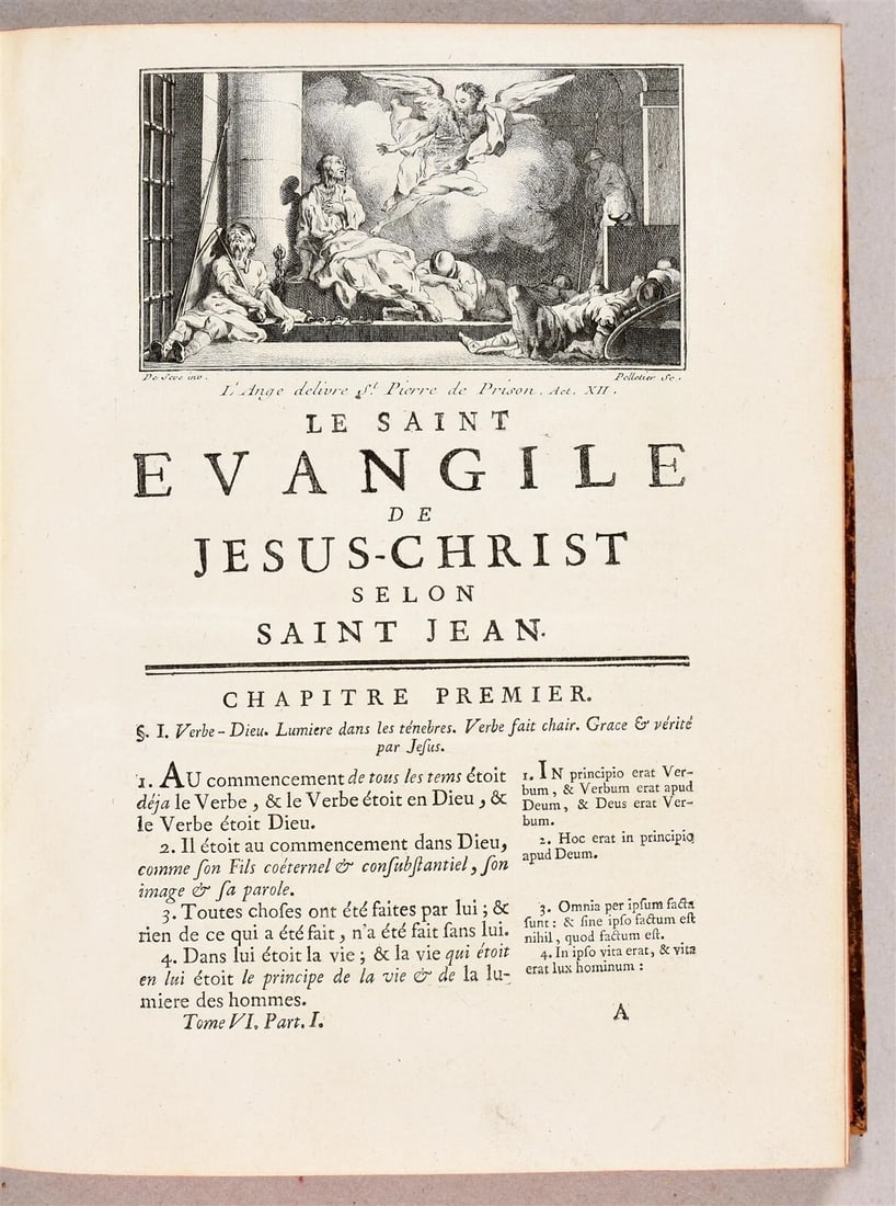1750 BIBLE in FRENCH 6 VOLUMES antique ILLUSTRATED w/ 3 MAPS - 11