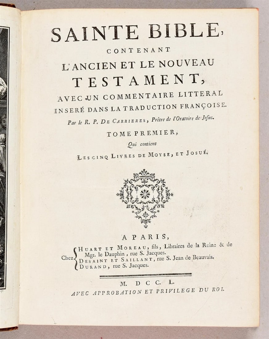 1750 BIBLE in FRENCH 6 VOLUMES antique ILLUSTRATED w/ 3 MAPS - 12