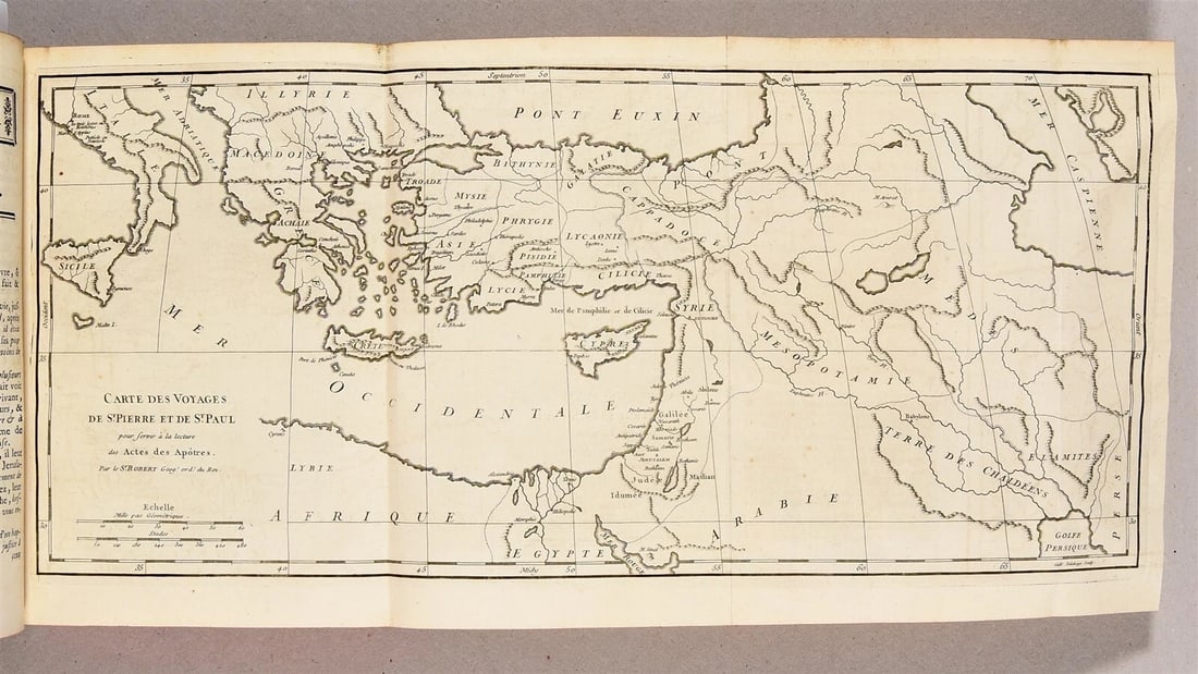 1750 BIBLE in FRENCH 6 VOLUMES antique ILLUSTRATED w/ 3 MAPS - 3