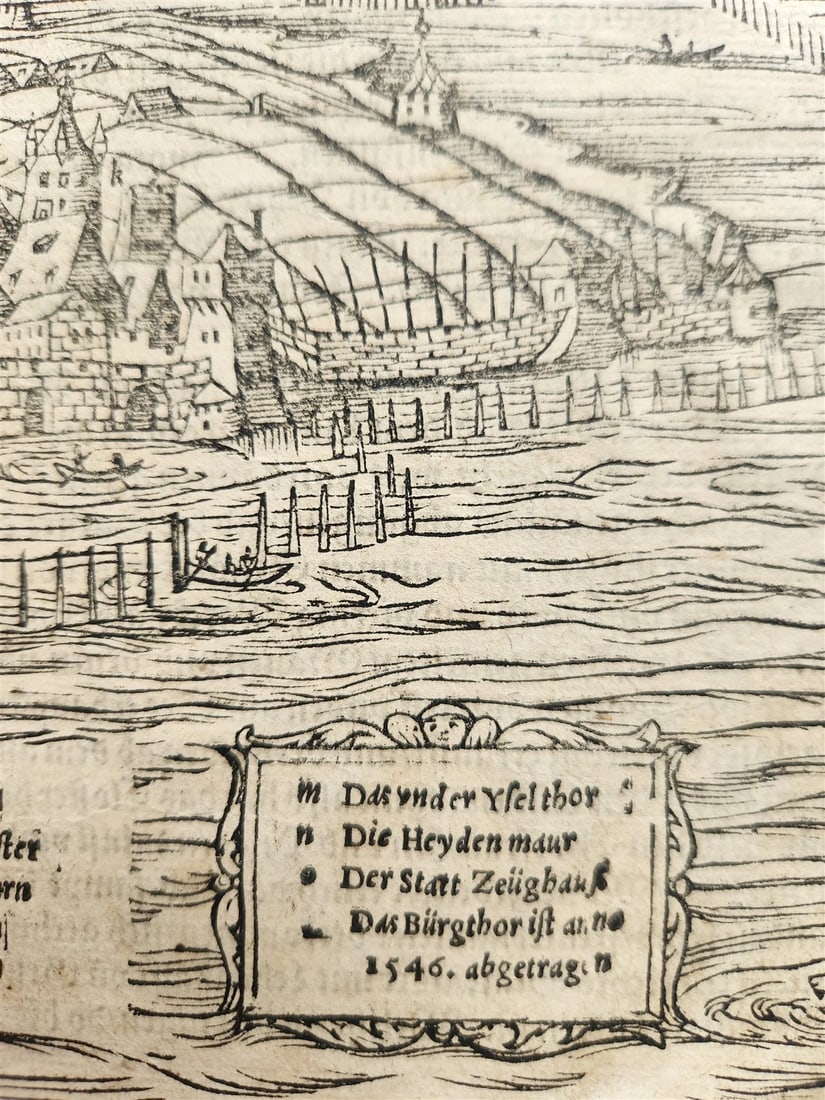 1572 LINDAU GERMANY MAP from SEBASTIAN MUNSTER COSMOGRAPHY antique - 2