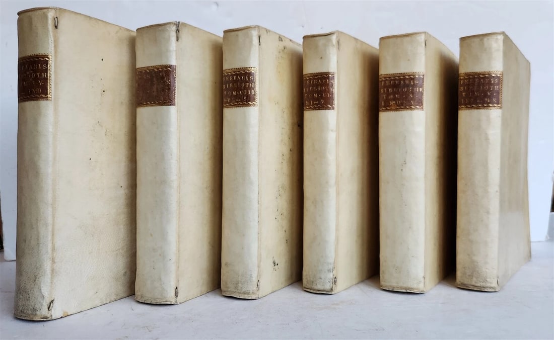 1782 CANON LAW & THEOLOGY by F. FERRARIS 6 VOLUMES antique VELLUM BINDING: Title: 1782 CANON LAW & THEOLOGY by F. FERRARIS 6 VOLUMES antique VELLUM BINDING Description: F. LUCII FERRARIS PROMPTA BIBLIOTHECA CANONICA, JURIDICA, MORALIS, THEOLOGICA nec non ASCETICA, POLEMICA,