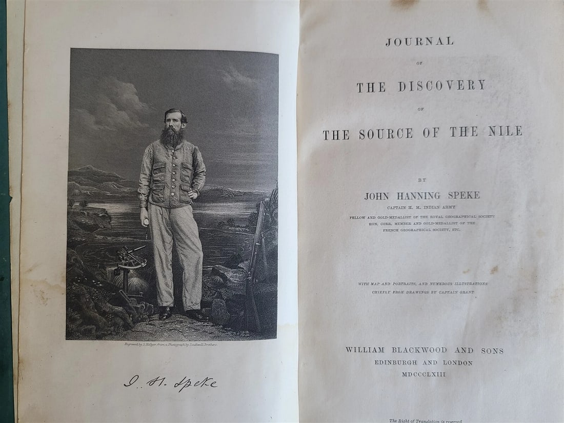 1863 JOURNAL of DISCOVERY of SOURCE of NILE antique ILLUSTRATED in ENGLISH - 2