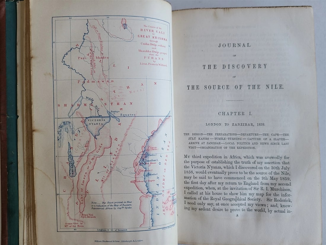 1863 JOURNAL of DISCOVERY of SOURCE of NILE antique ILLUSTRATED in ENGLISH - 4