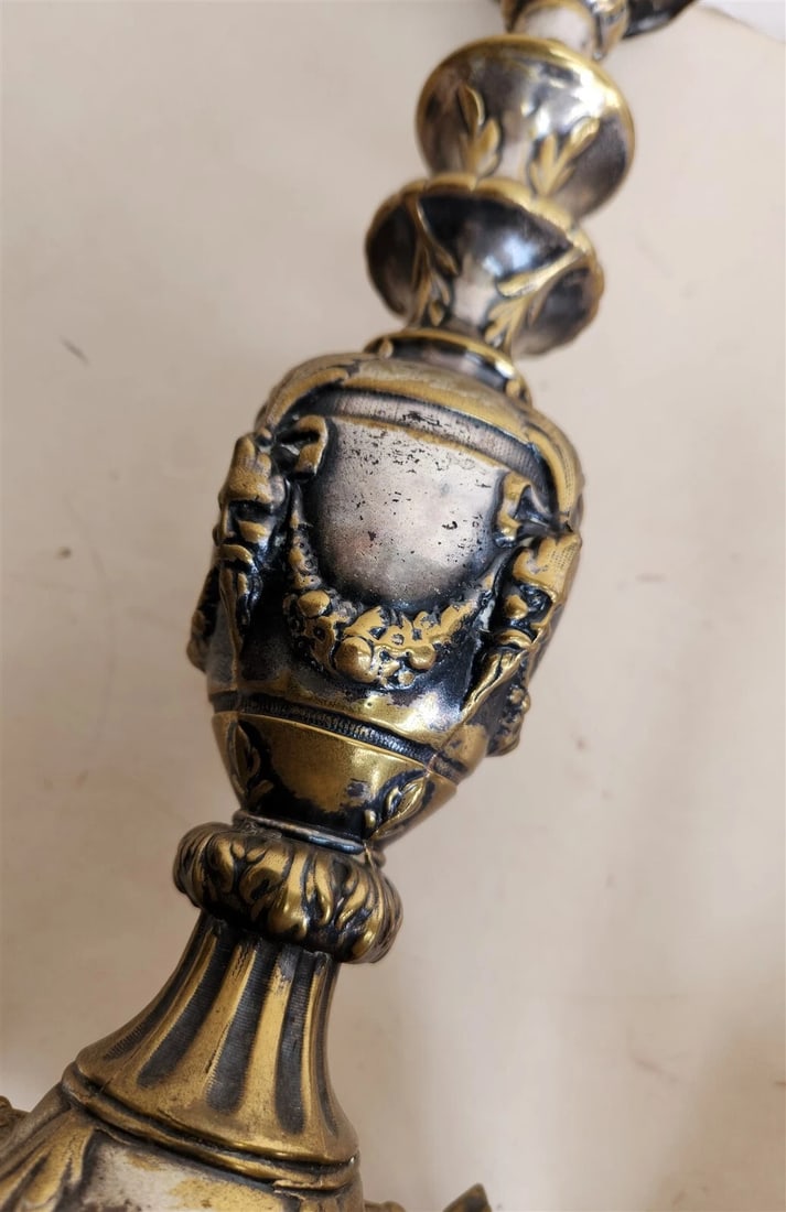 19th century RUSSIAN or POLISH PAIR of SABBATH CANDLESTICKS antique RARE Judaica - 5