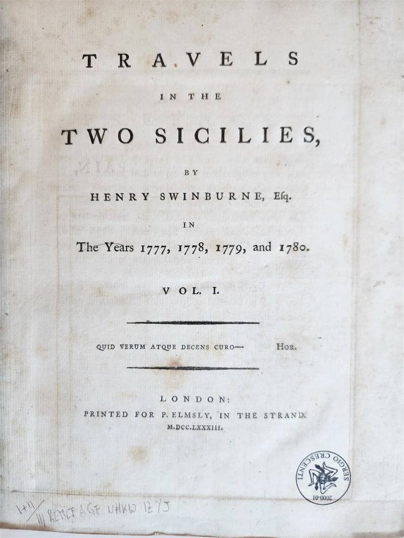 1783-1785 TRAVELS in the TWO SICILIES by HENRY SWINBURNE antique - 3