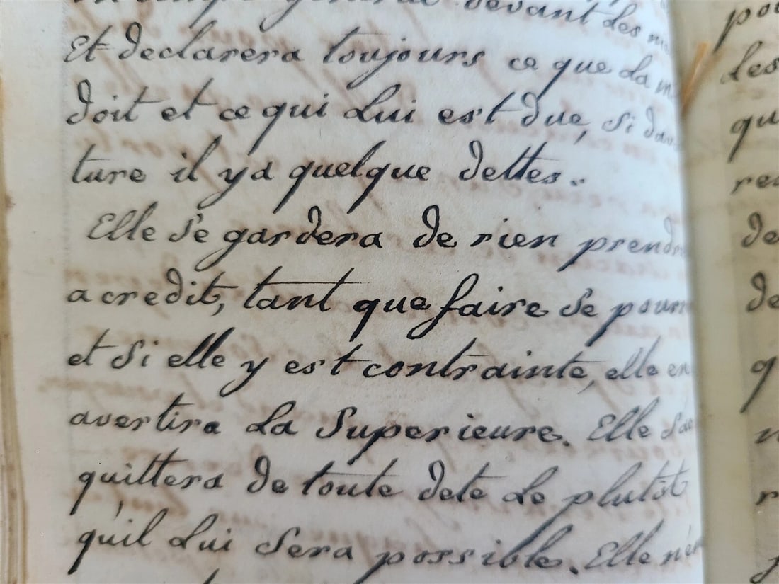 19th CENTURY FRENCH MANUSCRIPT BOOK antique De nos saintes constitutions 330 pp - 6