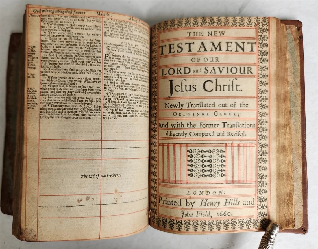 1660 BIBLE in ENGLISH antique OLD & NEW TESTAMENT by Henry Hill & John Field - 2