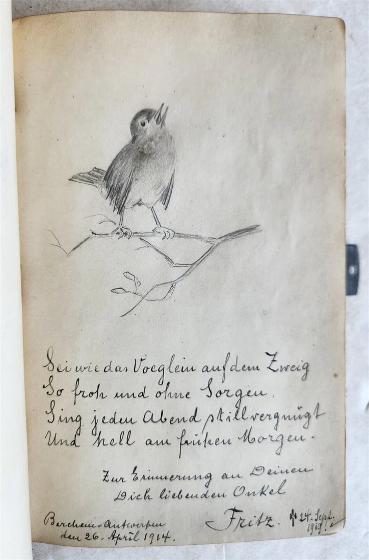 1855 ALBUM AMICORUM - MANUSCRIPT POETRY GERMAN BOOK antique ILLUSTRATED Landau - 16