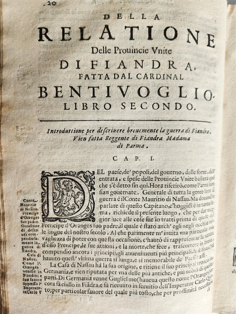 1667 RELATIONI DEL CARDINALE BENTIVOGLIO antique VELLUM BOUND w/MANUSCRIPT TITLE - 10
