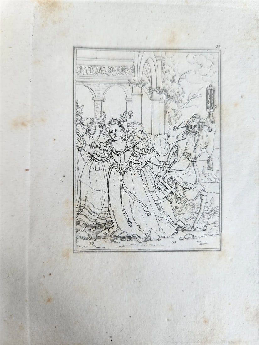 1831 DANCE of DEATH POEM 48 ETCHINGS by HOLBEIN antique Der Todtentanz Bechstein - 12
