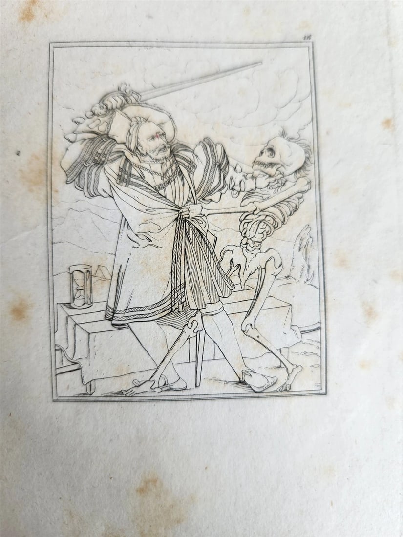 1831 DANCE of DEATH POEM 48 ETCHINGS by HOLBEIN antique Der Todtentanz Bechstein - 16