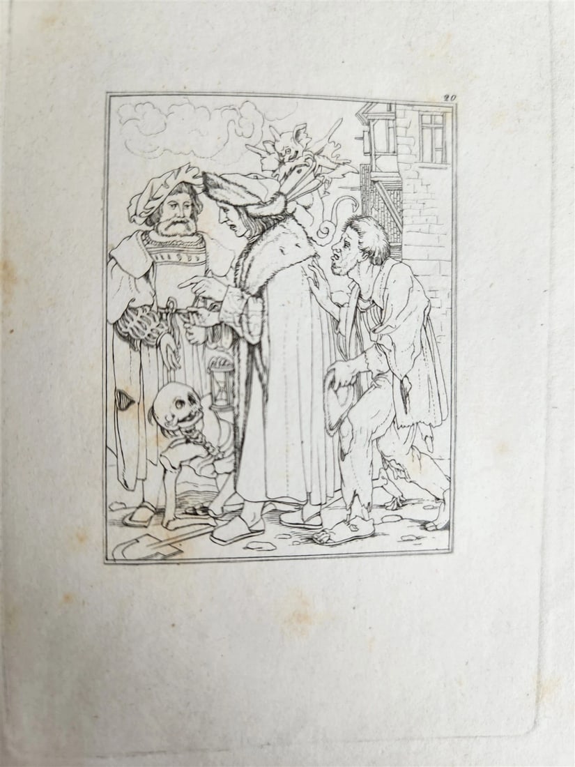 1831 DANCE of DEATH POEM 48 ETCHINGS by HOLBEIN antique Der Todtentanz Bechstein - 19