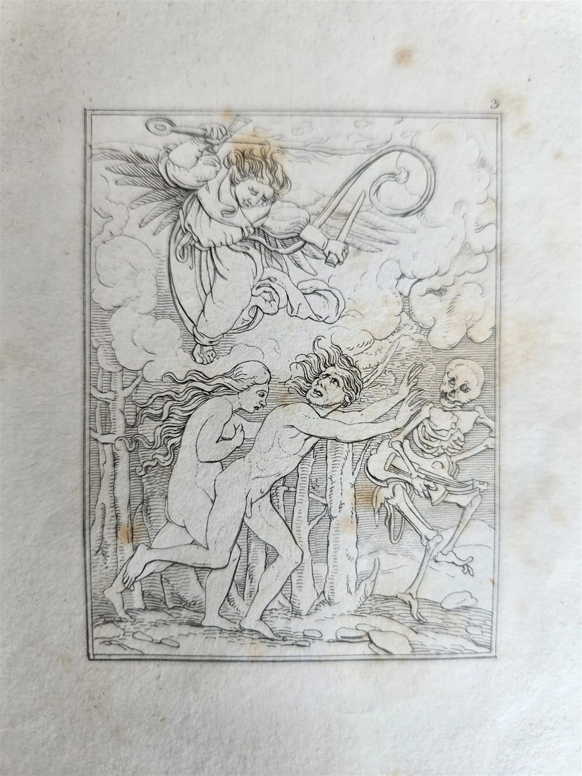 1831 DANCE of DEATH POEM 48 ETCHINGS by HOLBEIN antique Der Todtentanz Bechstein - 5