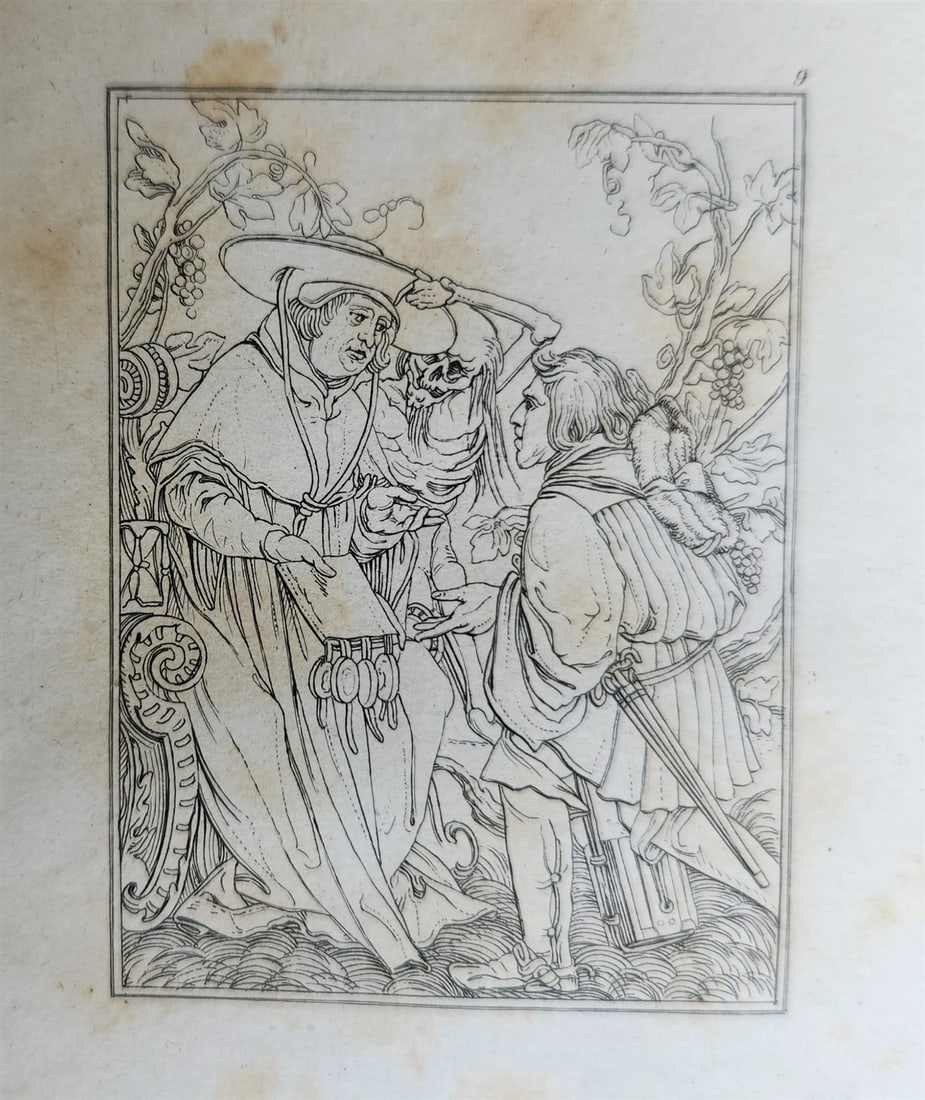1831 DANCE of DEATH POEM 48 ETCHINGS by HOLBEIN antique Der Todtentanz Bechstein - 8