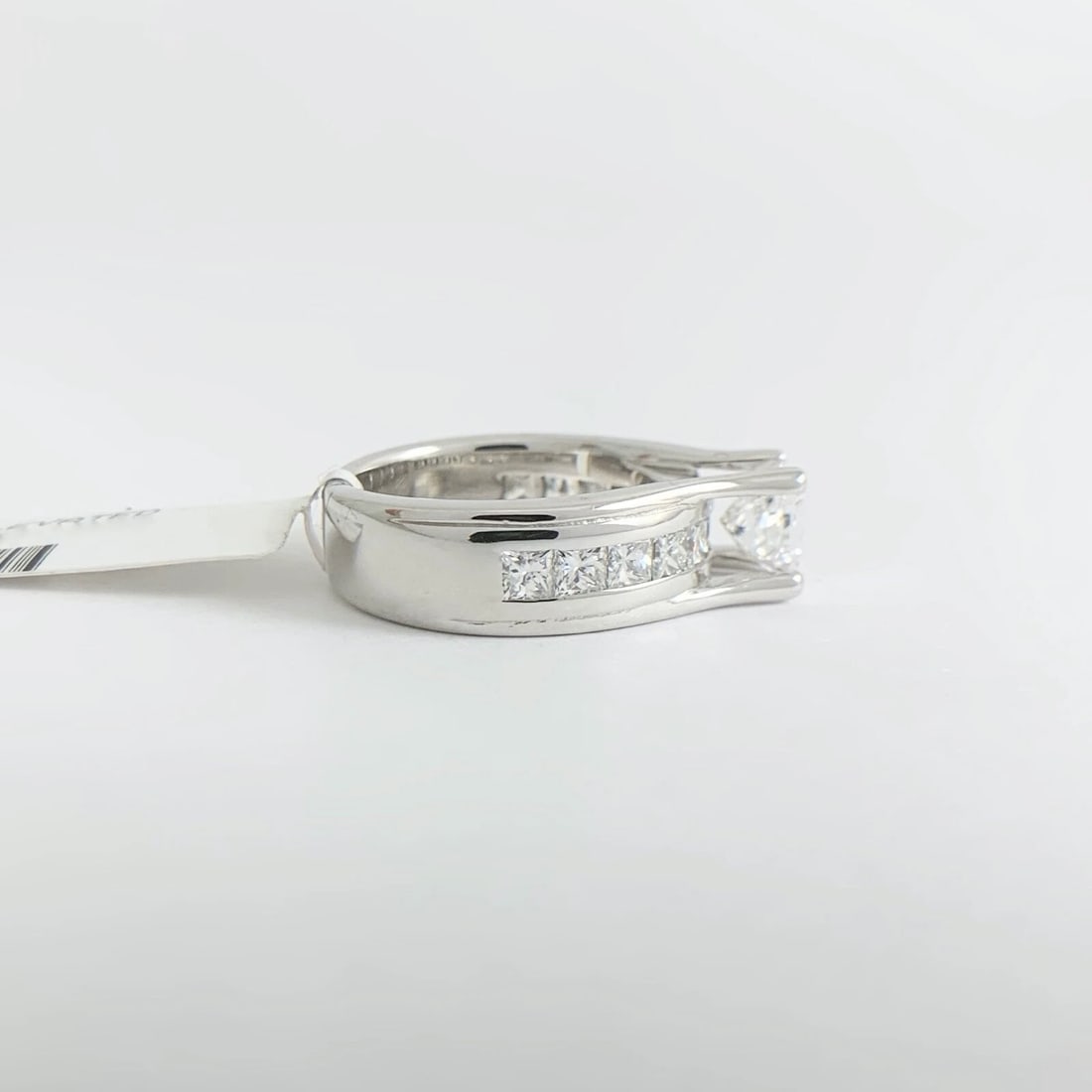 GIA Princess Cathedral Diamond Engagement Ring Wide Band 14K White Gold 2.22 CTW - 8