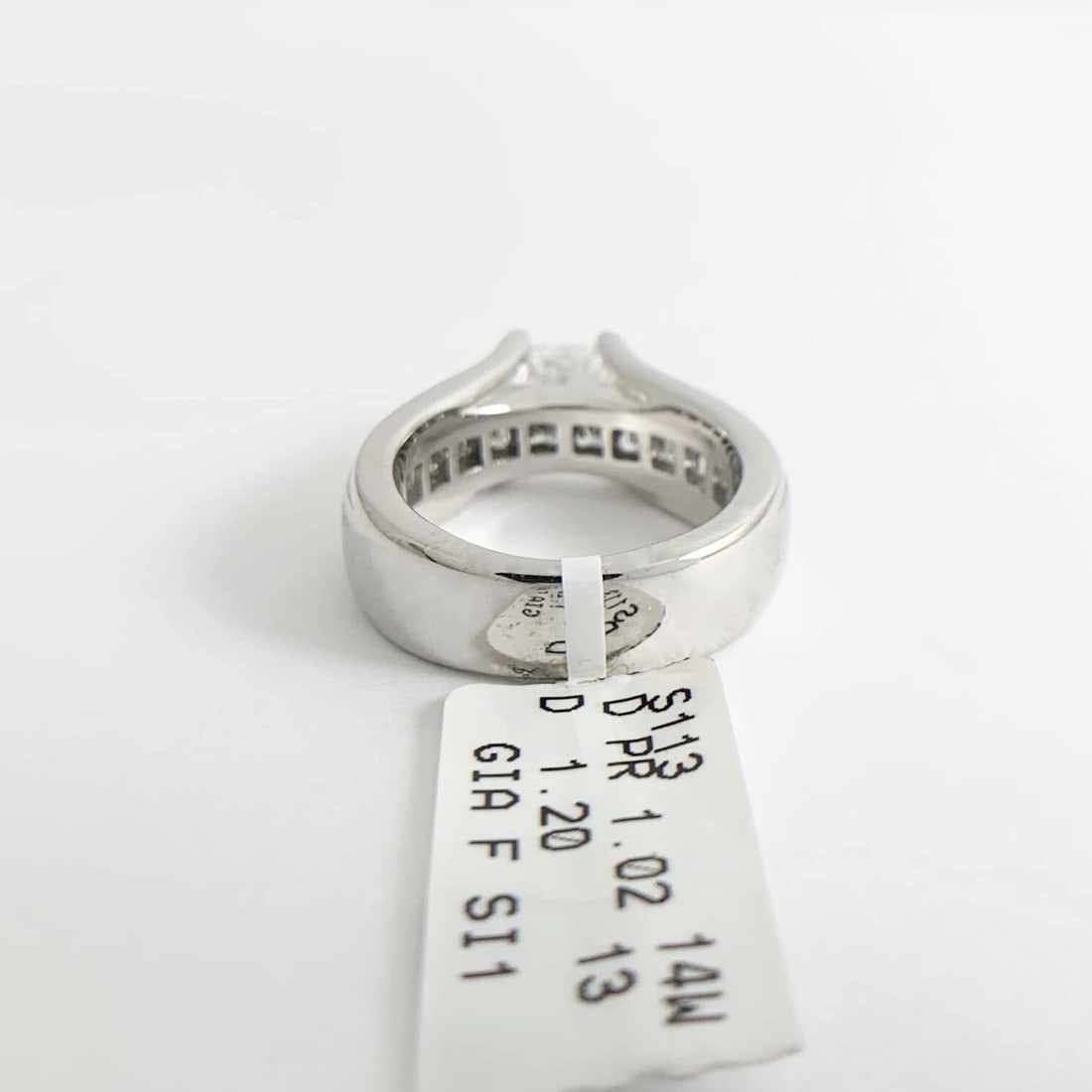 GIA Princess Cathedral Diamond Engagement Ring Wide Band 14K White Gold 2.22 CTW - 9