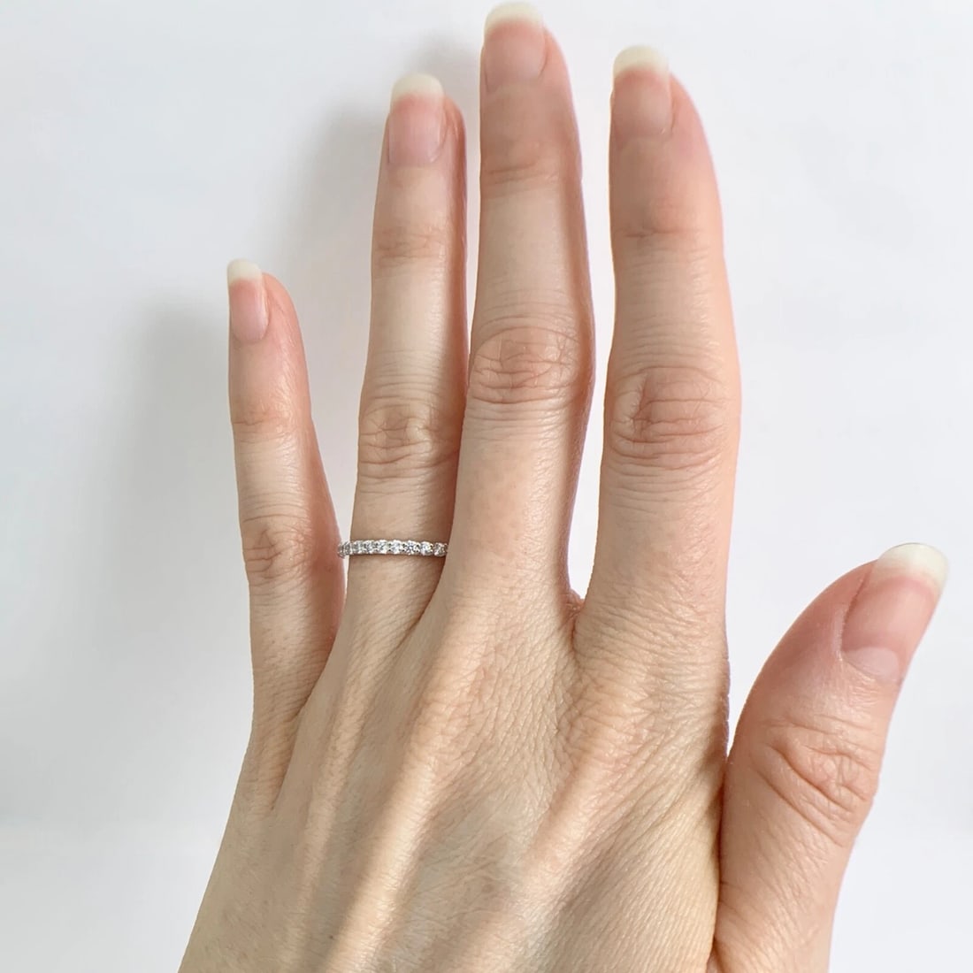 Thin Round Diamond Eternity Ring Wedding Band 14K White Gold, .60 CTW, 1.9 mm - 3