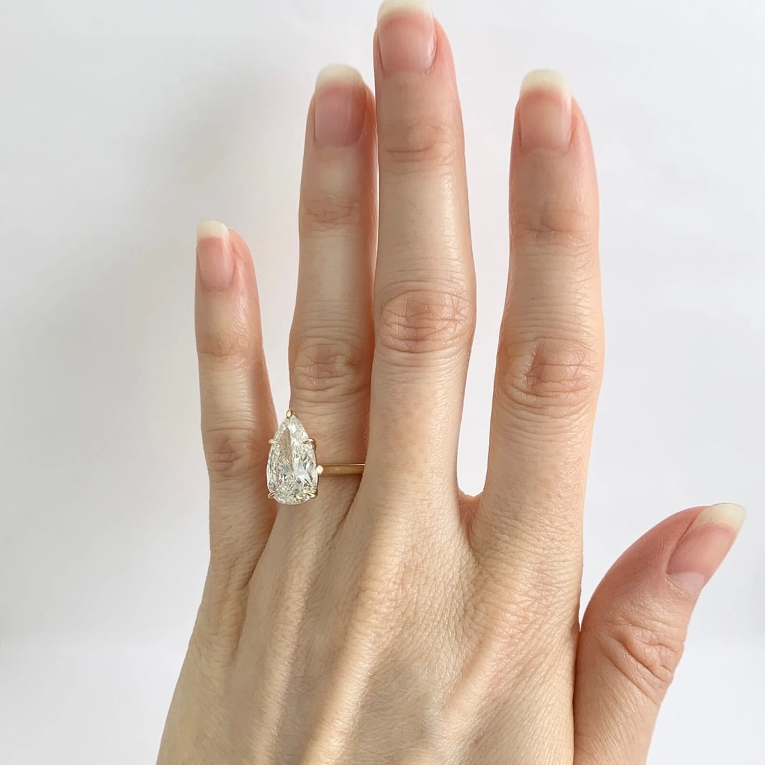 Light Yellow Pear Solitaire Diamond Engagement Ring 14K Yellow Gold, 4.00 CT - 4