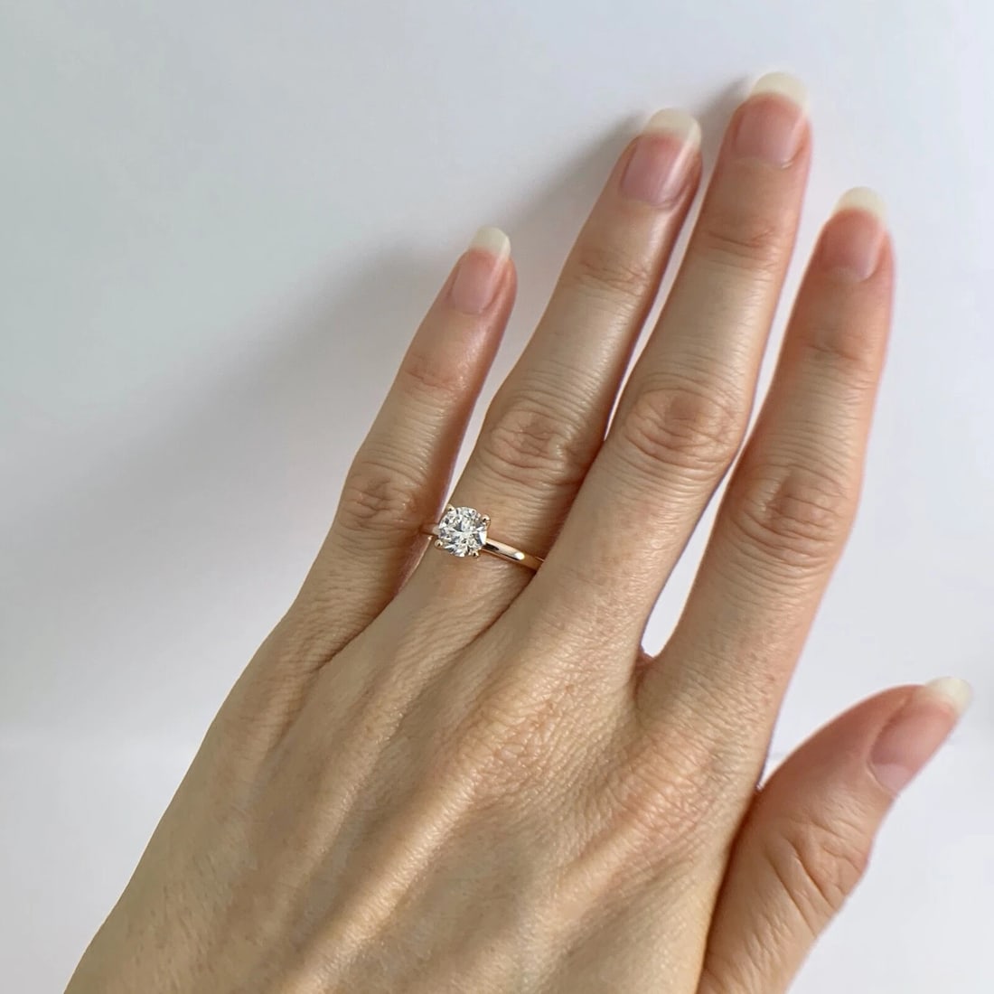 Round Solitaire Diamond Engagement Ring 14K Pink Rose Gold .90 CT, 2.44 Grams - 5