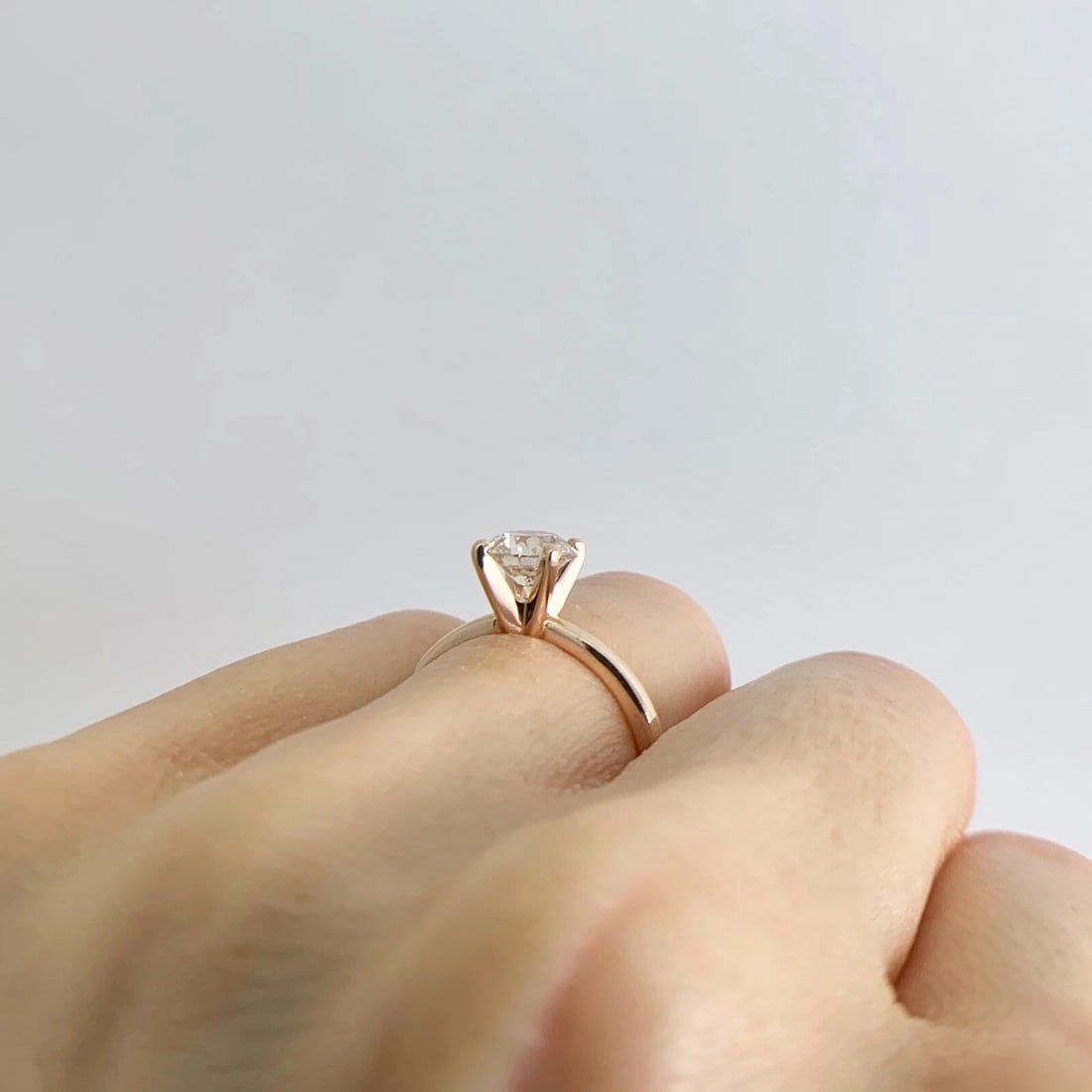Round Solitaire Diamond Engagement Ring 14K Pink Rose Gold .90 CT, 2.44 Grams - 6