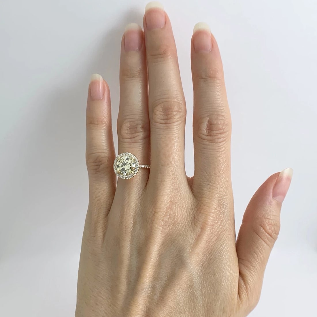 GIA Round Halo Yellow Diamond Engagement Ring 18K Yellow Gold 2.41 CTW - 3