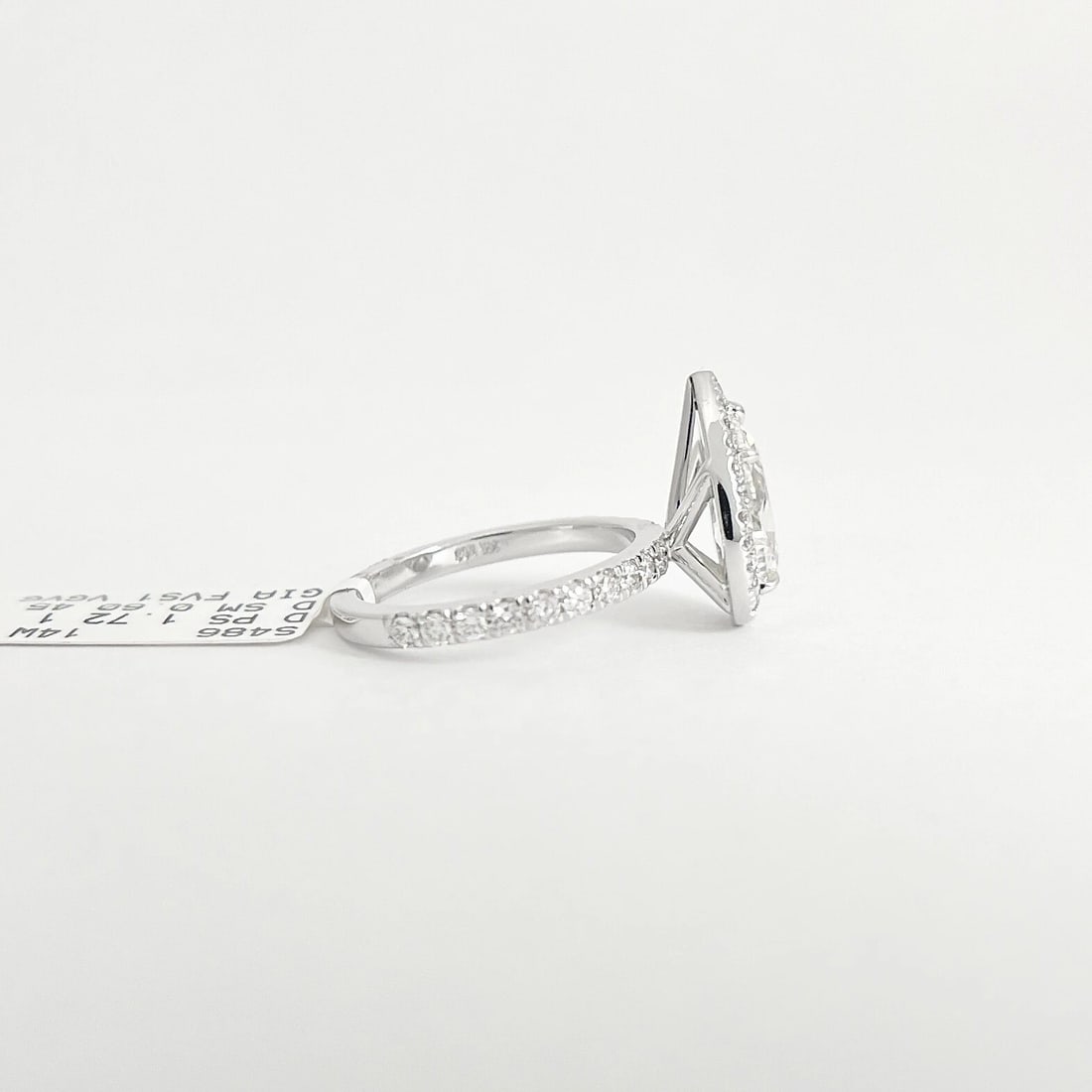 GIA Pear Diamond Halo Engagement Ring 14K White Gold, 2.32 CTW - 7