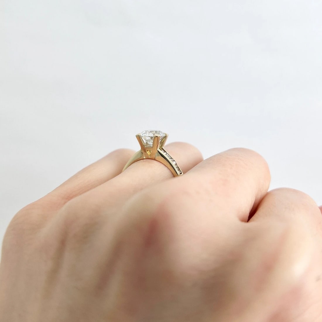 GIA Round Channel-Set Baguette Diamond Engagement Ring 18K Yellow Gold 1.78 CTW - 6
