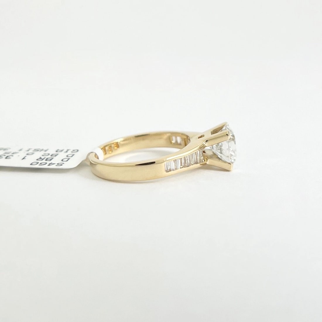 GIA Round Channel-Set Baguette Diamond Engagement Ring 18K Yellow Gold 1.78 CTW - 8