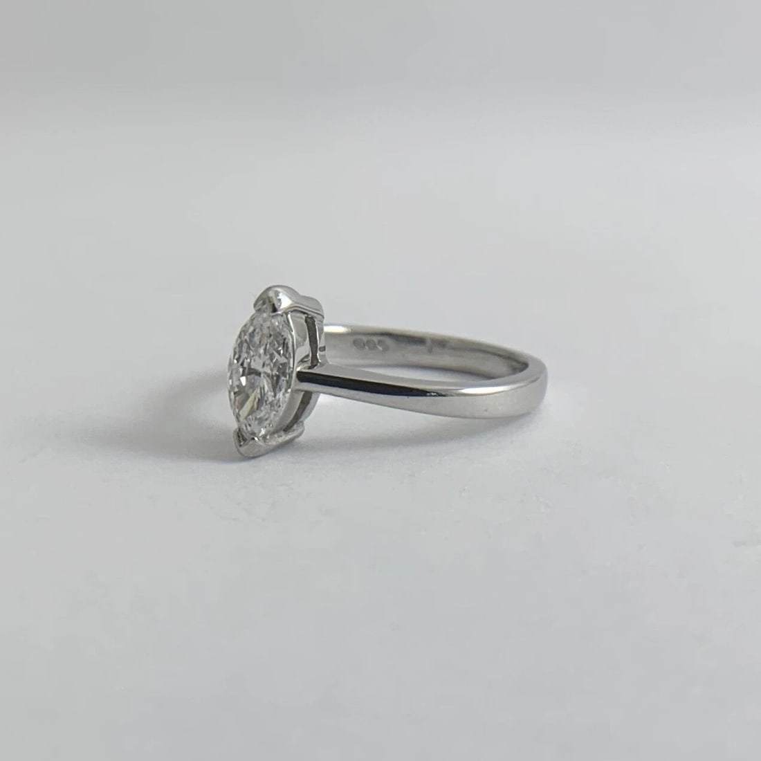 Marquise Solitaire Diamond Platinum Engagement Ring, .50 CT, 3.43 Grams - 10