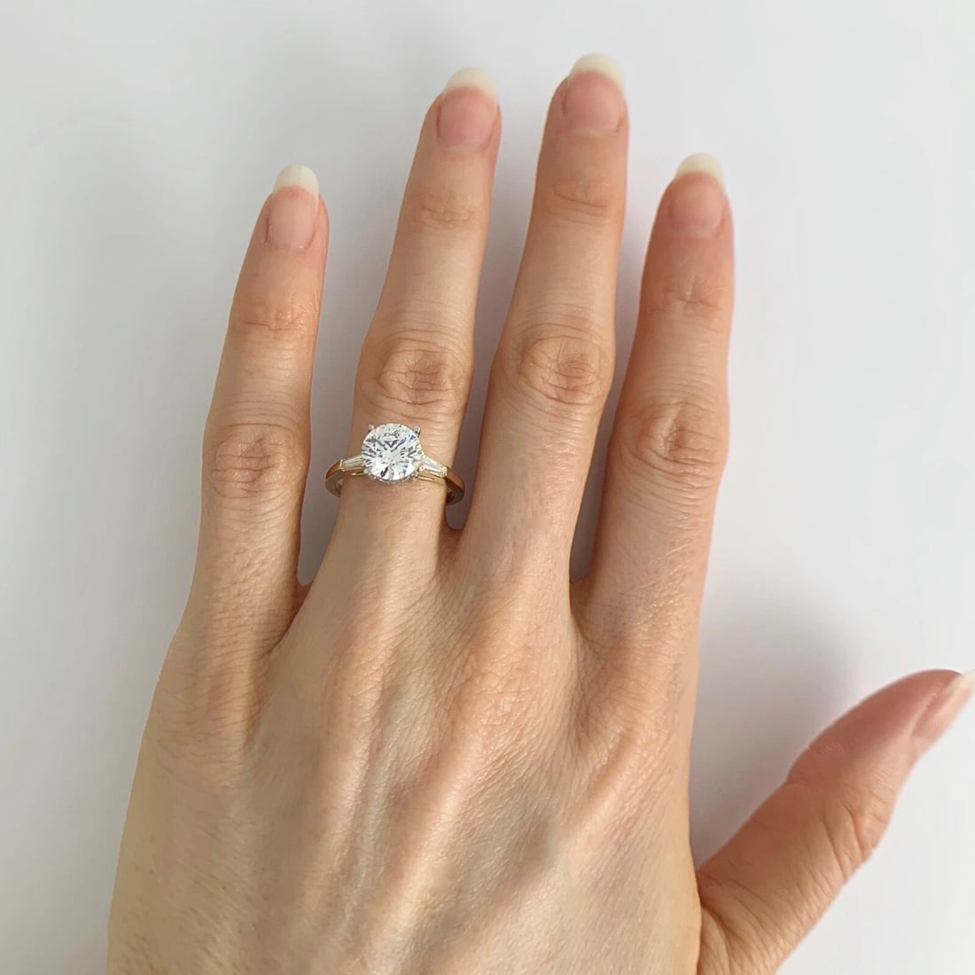 Thin Tapered Baguette Diamond Engagement Ring Setting Mounting 14K Yellow Gold - 6