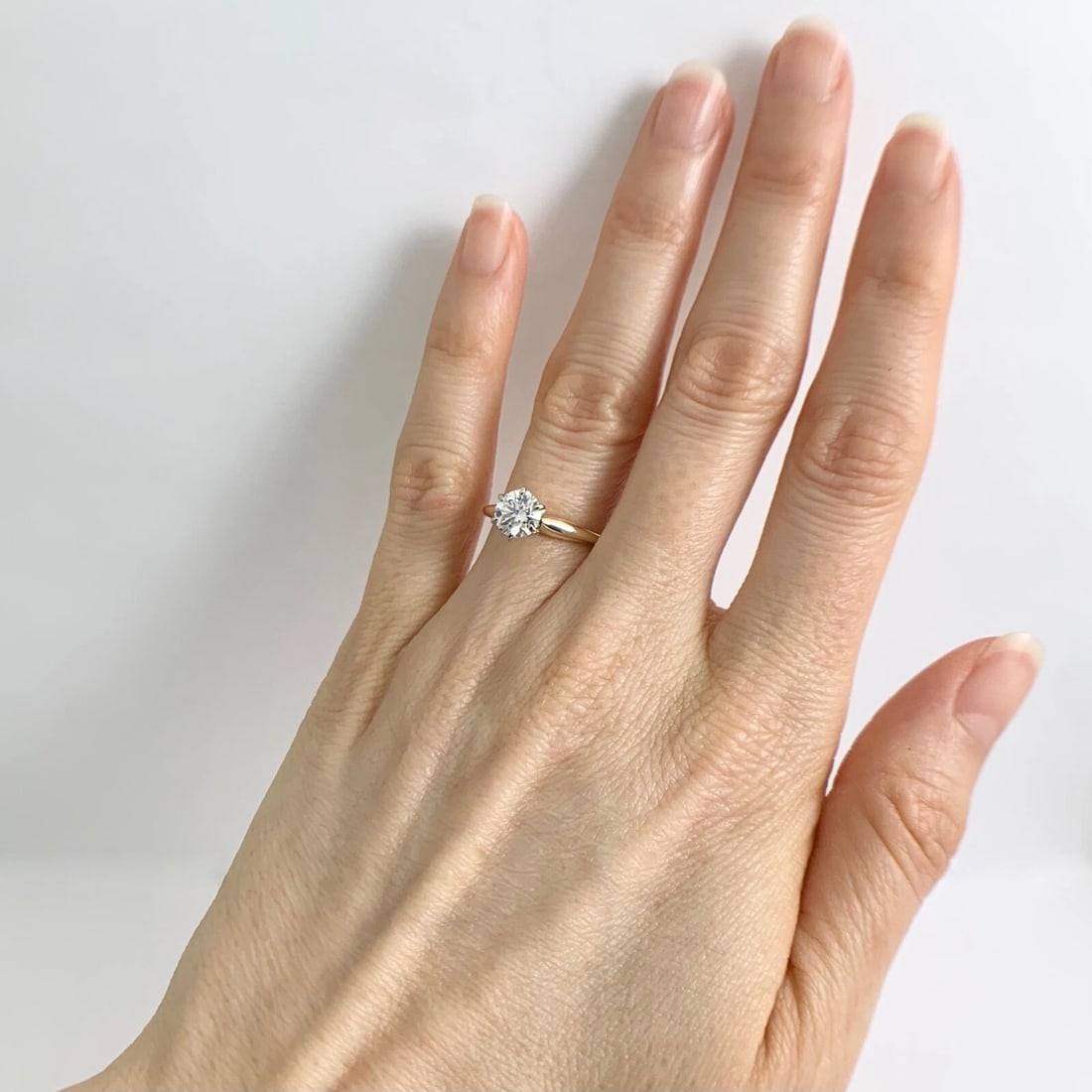 Round Solitaire 6-Prong Diamond Engagement Ring 14K Yellow Gold .80 CT - 4