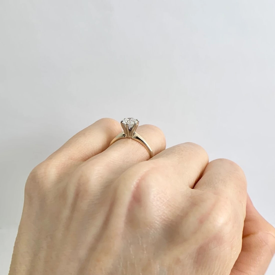 Round Solitaire 6-Prong Diamond Engagement Ring 14K Yellow Gold .80 CT - 6