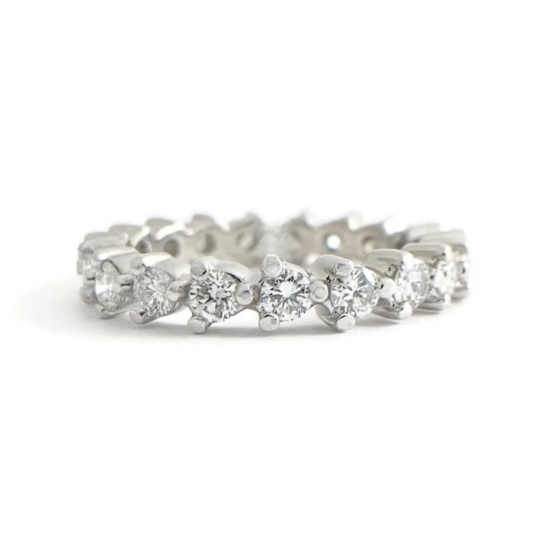 Round 3-Prong Diamond Eternity Wedding Band Ring Platinum, 1.20 CTW, Size 5.5: Round 3-Prong Diamond Eternity Wedding Band Ring Platinum, 1.20 CTW, Size 5.5 This is a beautiful ring that could be worn as a wedding band or statement ring! Please let us know if you have any