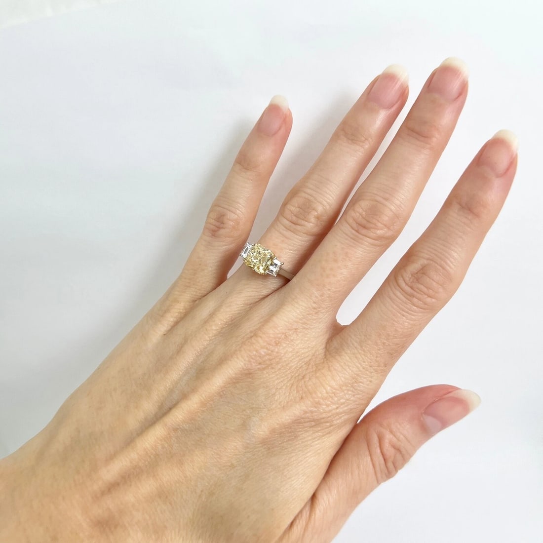 GIA Fancy Yellow Radiant 3-Stone Diamond Engagement Ring Platinum, 2.43 CTW - 4