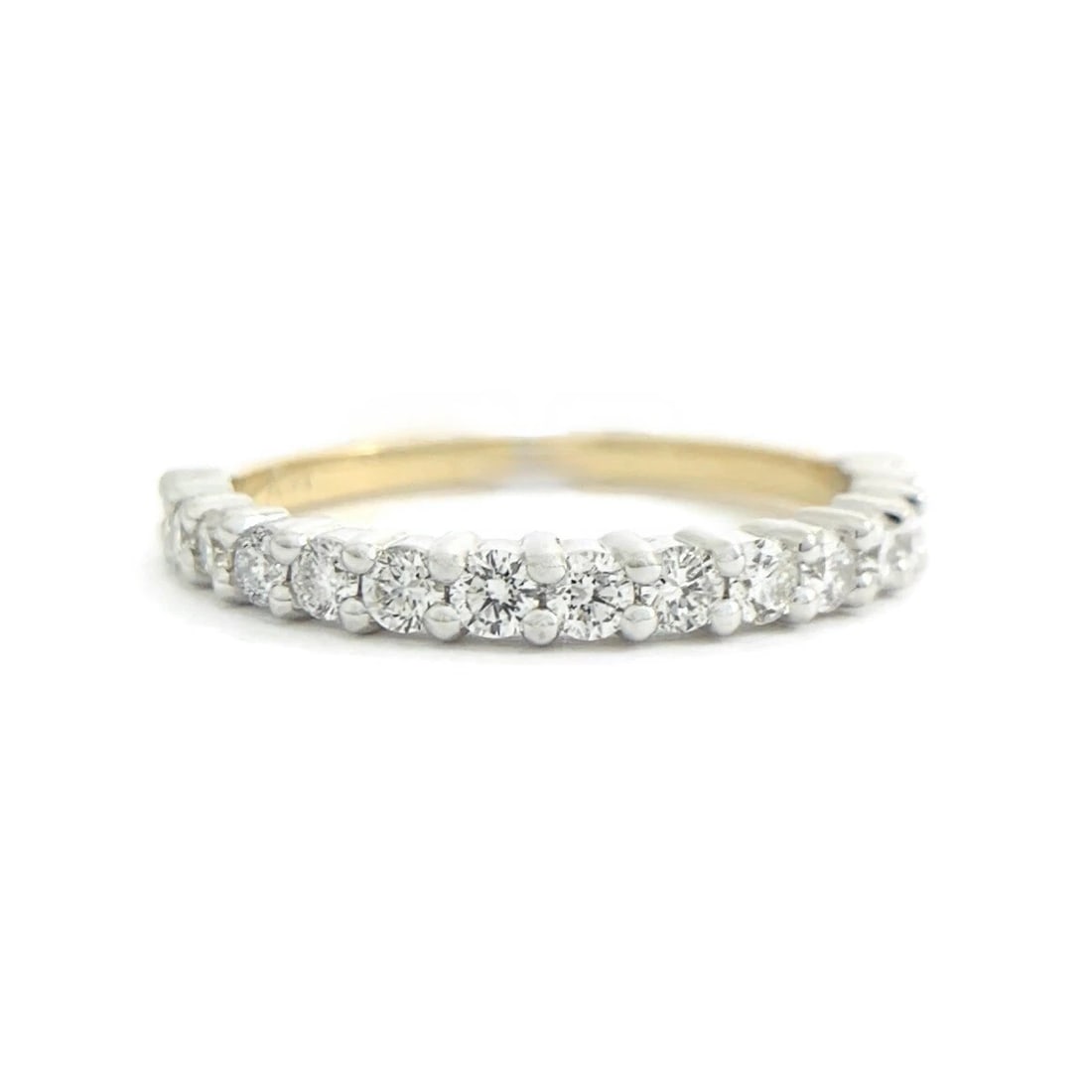 Two-Tone Round Diamond Wedding Band Ring 14K Yellow White Gold, .55 CTW: Two-Tone Round Diamond Wedding Band Ring 14K Yellow White Gold, .55 CTW This is a beautiful and stunning ring that can be worn as a statement ring or wedding band! Don't hesitate to ask any