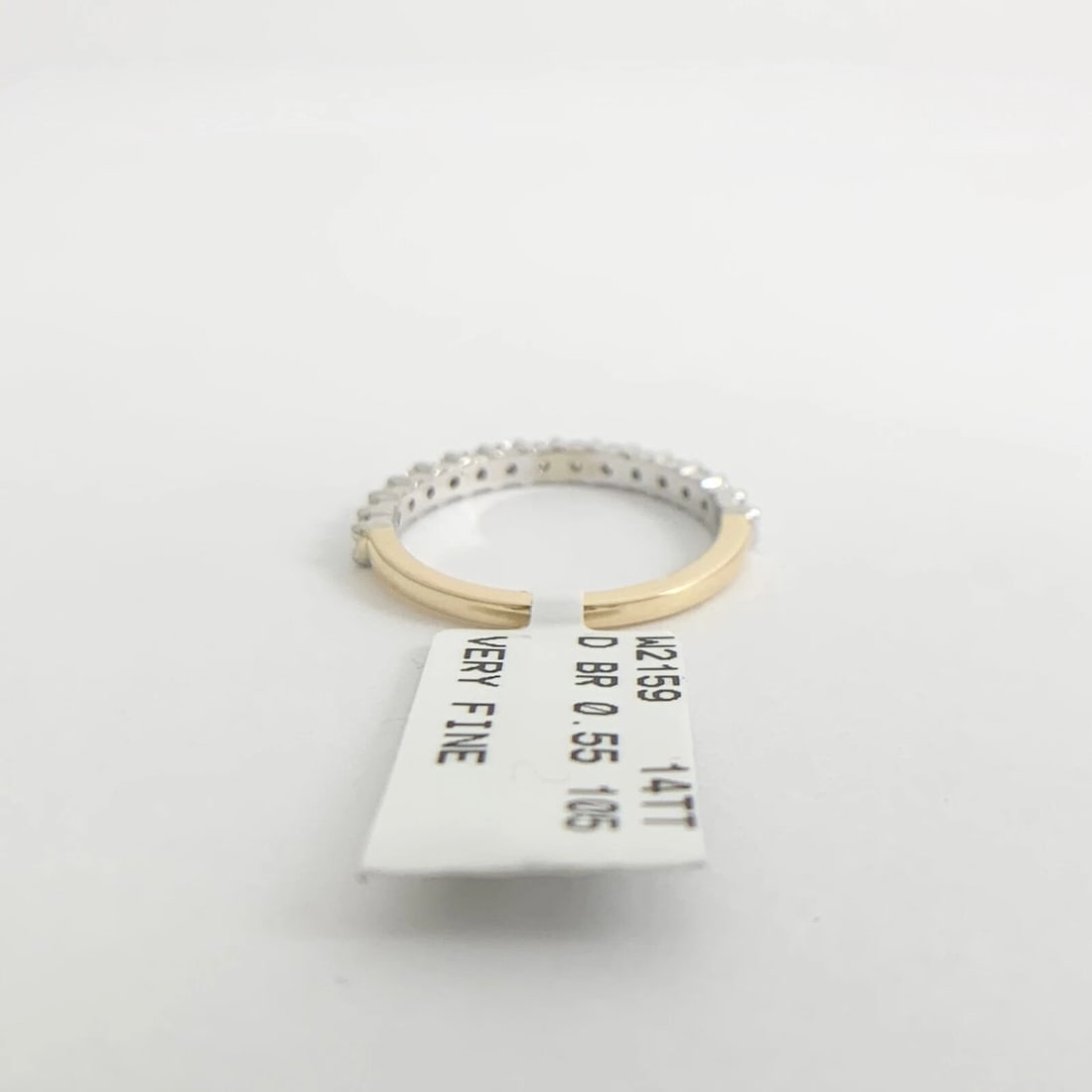 Two-Tone Round Diamond Wedding Band Ring 14K Yellow White Gold, .55 CTW - 8