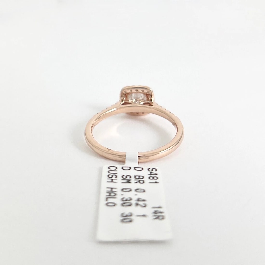 Round Diamond Cushion Halo Engagement Ring 14K Rose Gold, .72 CTW - 8