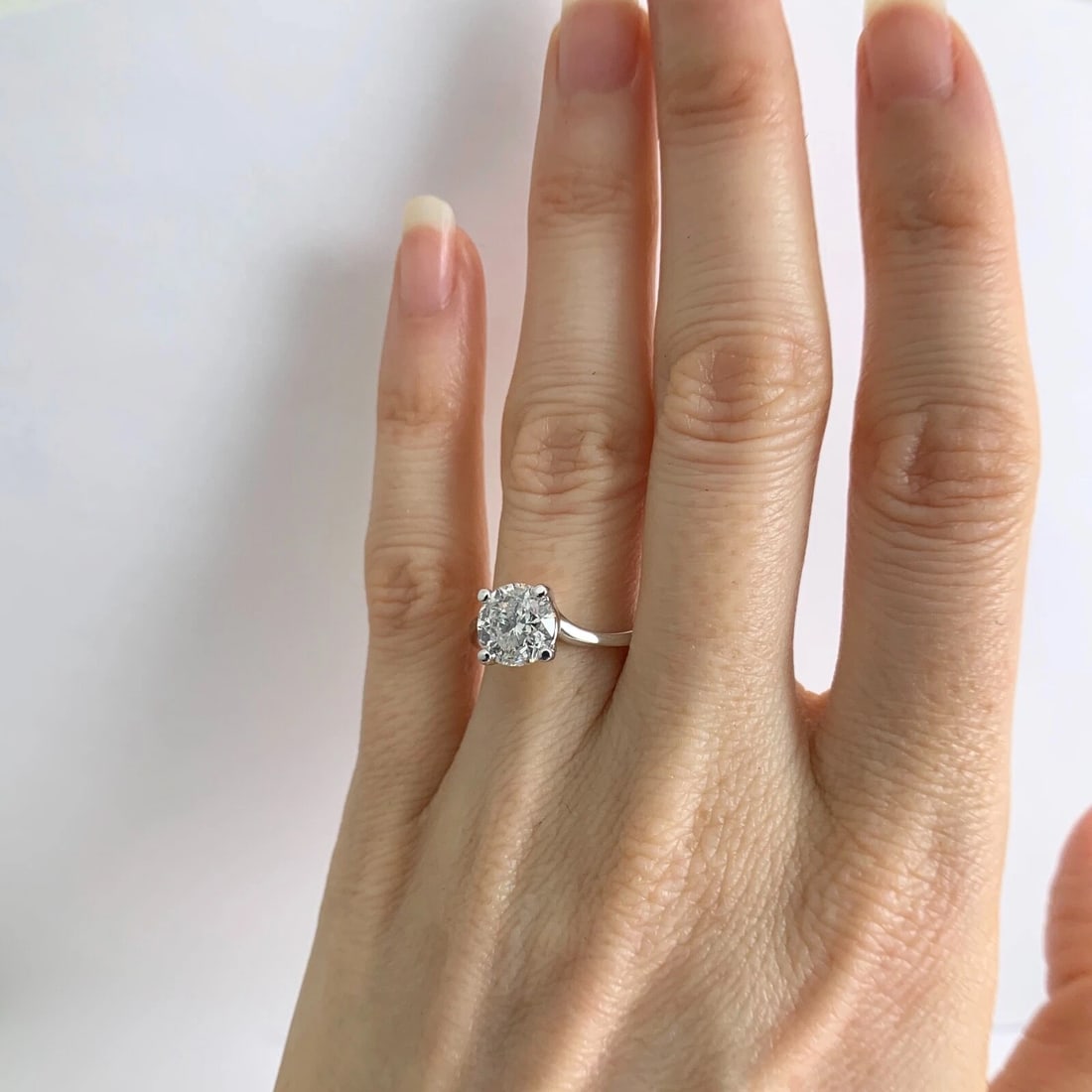Round Solitaire Diamond Engagement Ring 14K White Gold, 2.01 CT, 3.60 Grams - 4