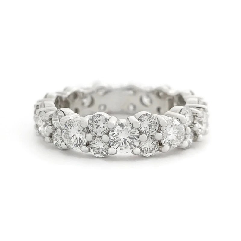 Round Diamond Eternity Ring Wedding Band 14K White Gold Size 6.75, 2.95 CTW: Round Diamond Eternity Ring Wedding Band 14K White Gold Size 6.75, 2.95 CTW This is a beautiful wedding band, anniversary ring or statement ring! Don't hesitate to ask any questions! Diamonds: 35
